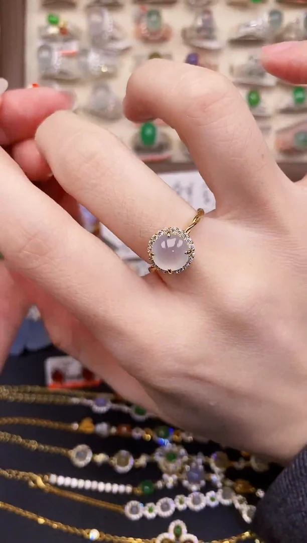 银S925镶嵌戒指翡翠天然A货翡翠72