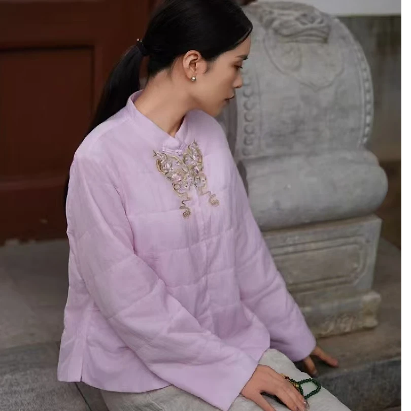 大吉新款领口绣花棉服短款上衣3165