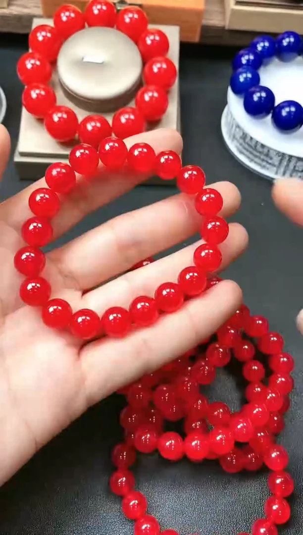 【闪购商品】玛瑙/玉髓手串未镶嵌鸽血红卡10