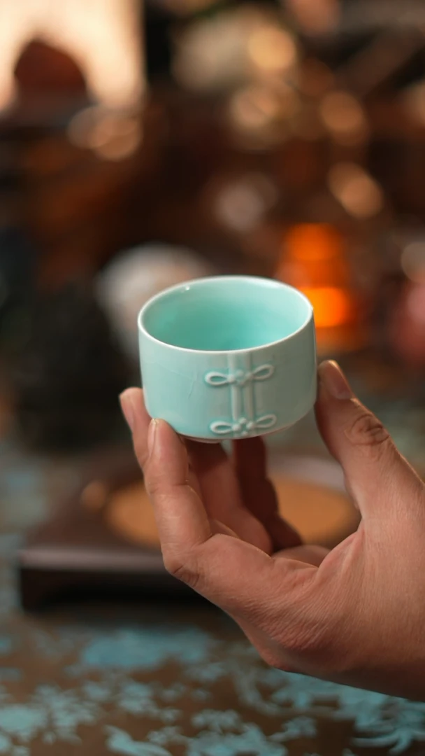 【闪购商品】影青中国结竹节杯