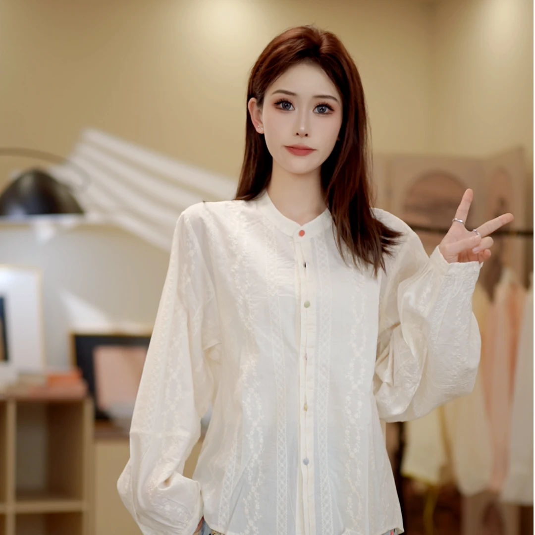【月月专属】设计感蕾丝衫百搭显瘦蕾丝法式白色镂空春季袖显瘦上衣
