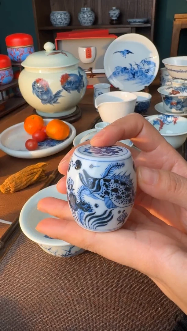 【闪购商品】杯华山拙隐 鱼藻纹盖置