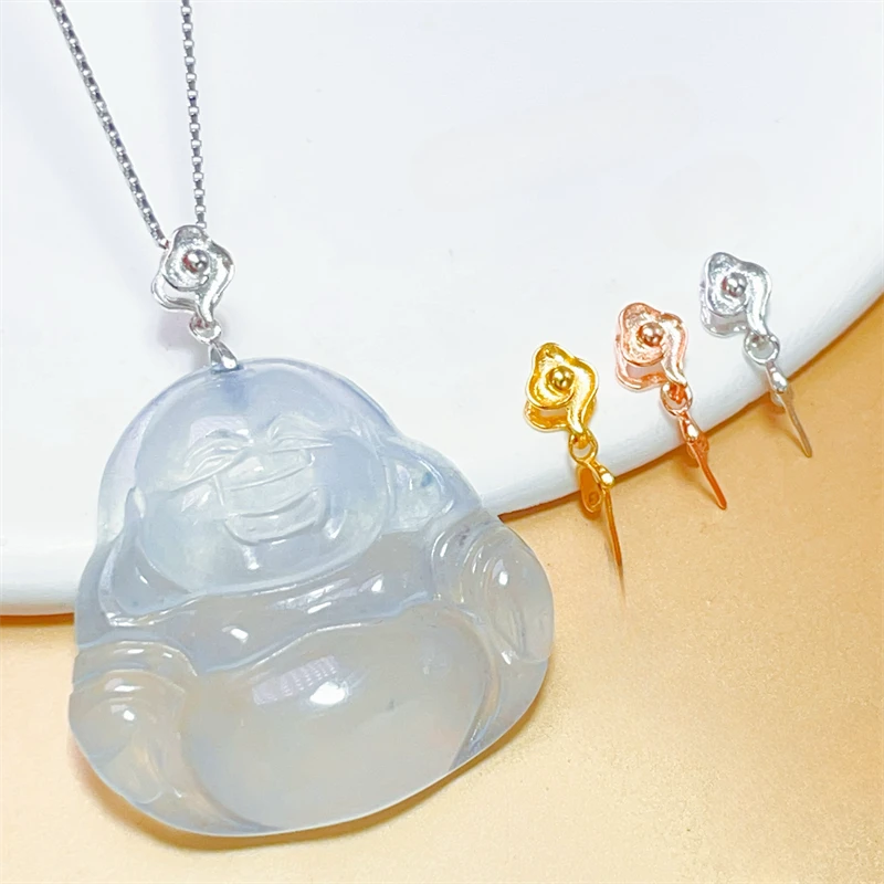 925银银制品 925银针式斜孔扣小吊坠DIY配件祥云迷你扣挂件扣卡扣