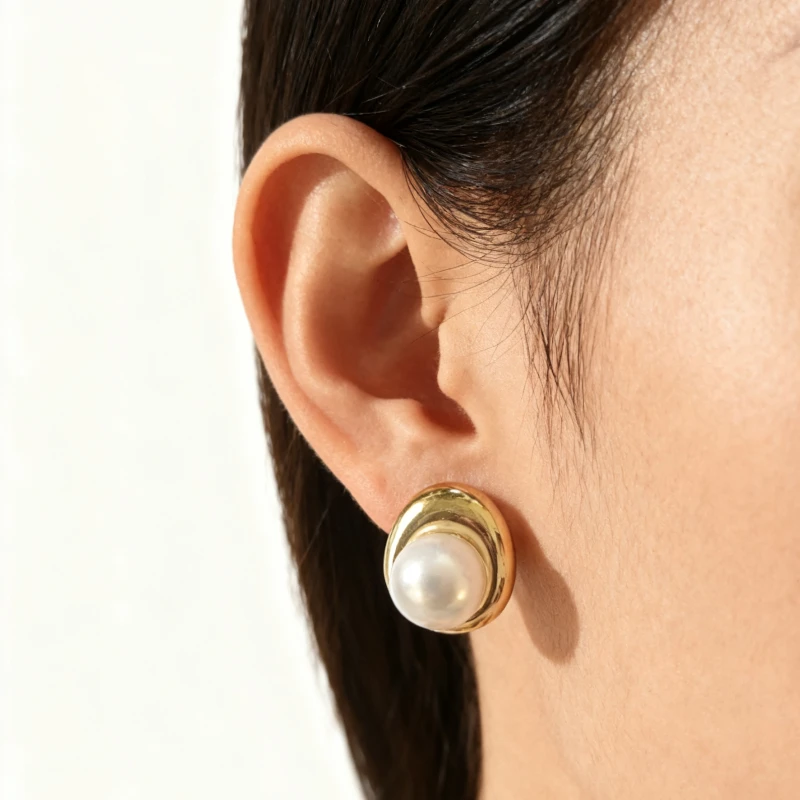 合金耳饰 新款爆款港风复古珍珠立体耳钉气质高级感日常搭配耳环