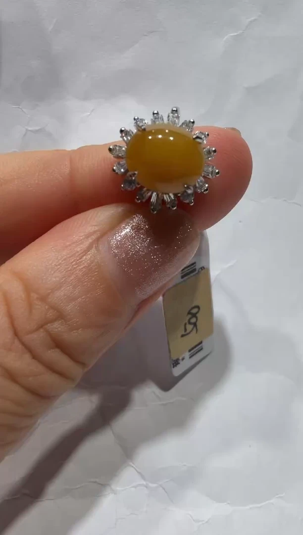 银S925镶嵌戒指翡翠缅甸A货翡翠戒指