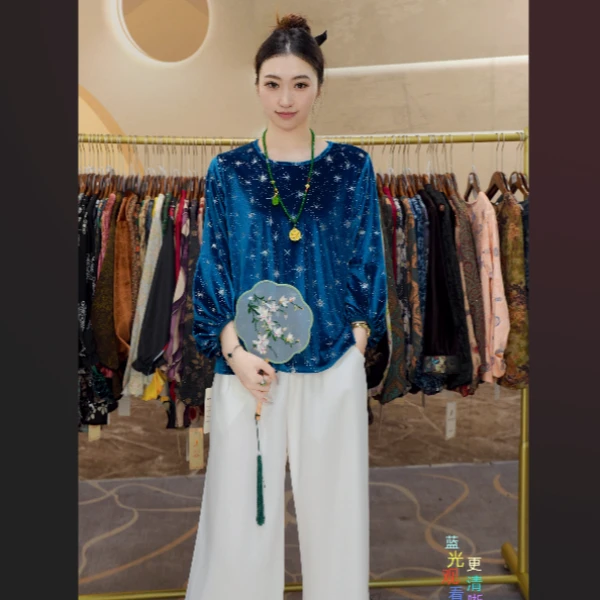 高级桑蚕丝100丝绒秋季时尚高定大码上衣56