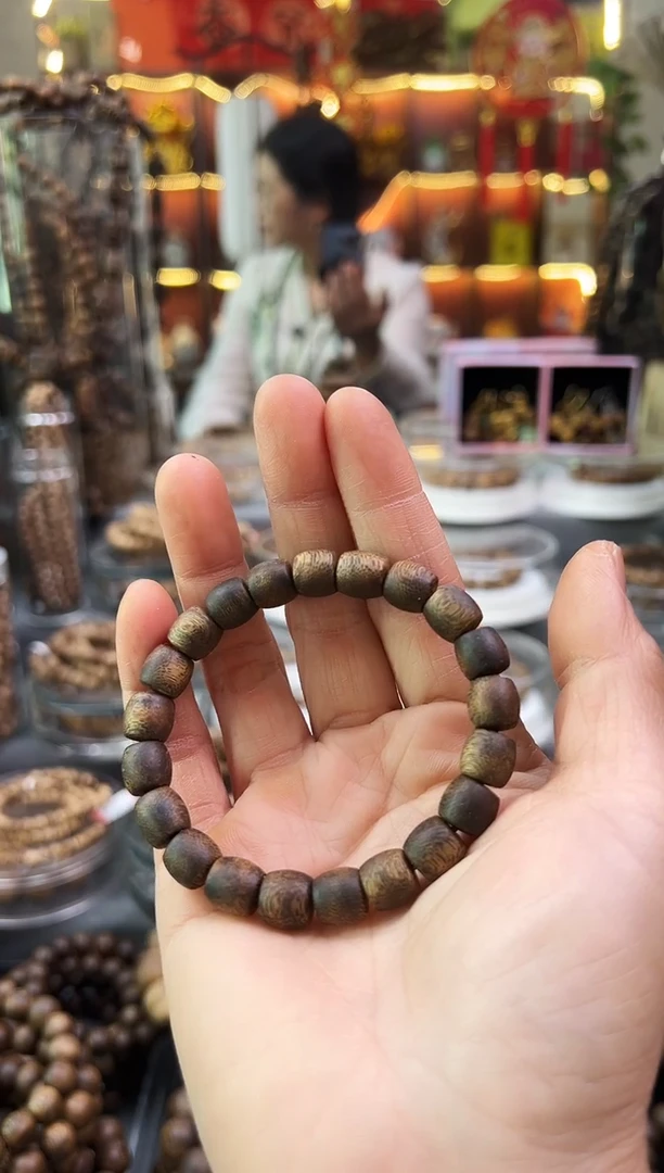 沉香手串棋楠鼓珠单圈