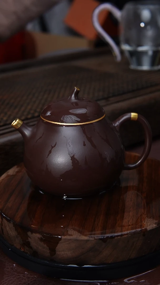 【闪购商品】紫砂茶壶茄瓜描金紫泥紫砂壶