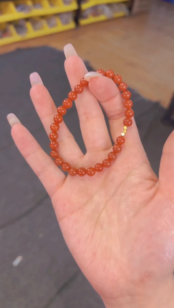 【闪购商品】南红玛瑙手链银S925镶嵌 南红玛瑙单圈