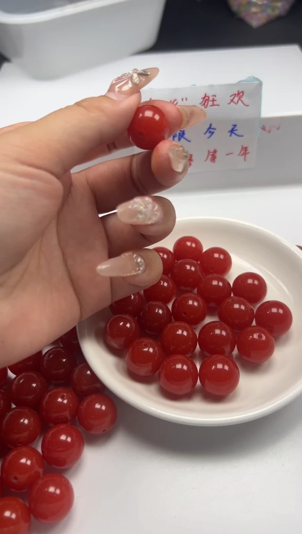 南红玛瑙未镶嵌颈饰w2398满肉南红16mm*2颗