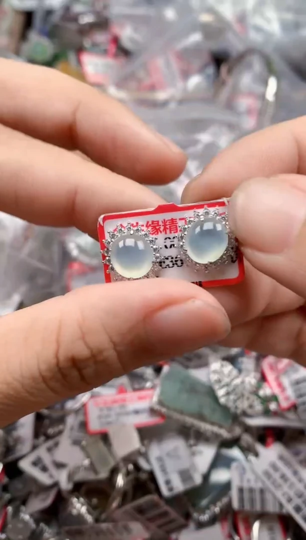 银S925镶嵌戒指翡翠天然A货缅甸翡翠
