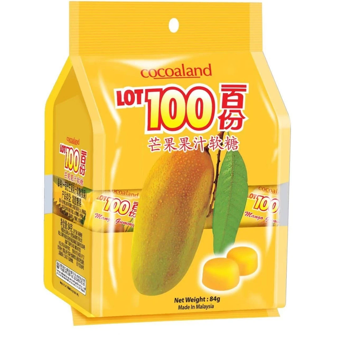 【到手5袋装】马来西亚原装进口LOT100一百份芒果果汁软糖