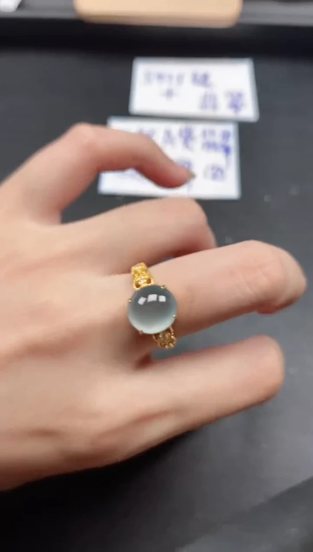 翡翠戒指银S925镶嵌15511