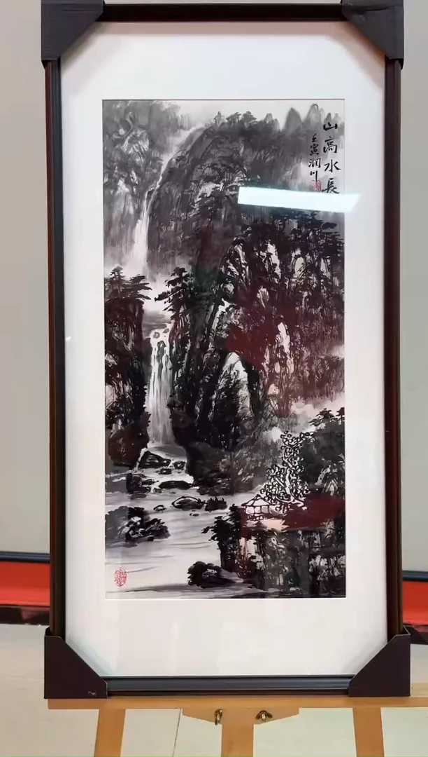 国画贺润川-2平尺-山水-带框