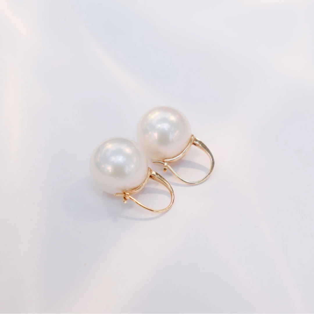 淡水珍珠18k茶壶耳扣13-14mm
