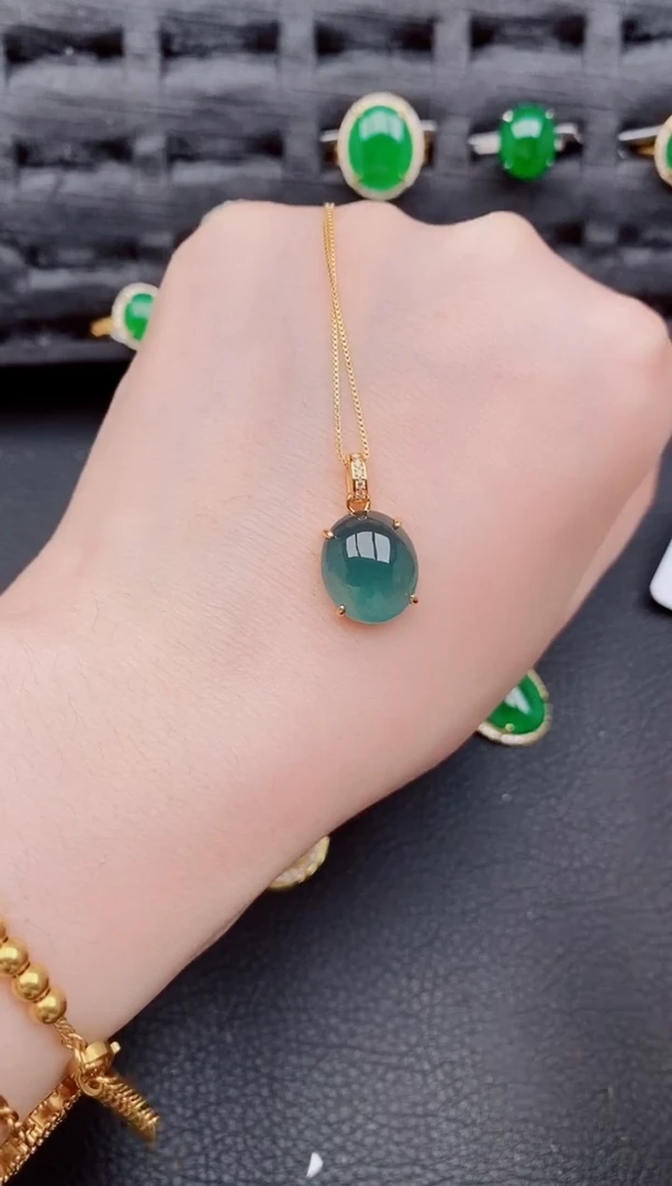 【闪购商品】翡翠颈饰银S925镶嵌天然A货翡翠789