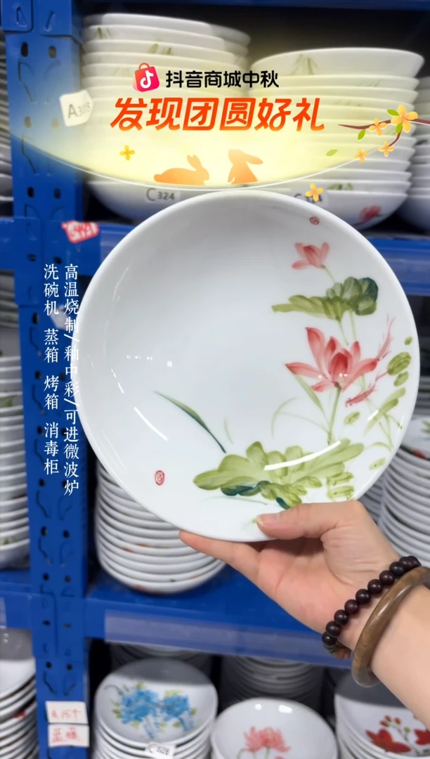瓷片景德镇手绘釉中彩（食品级）圆深盘
