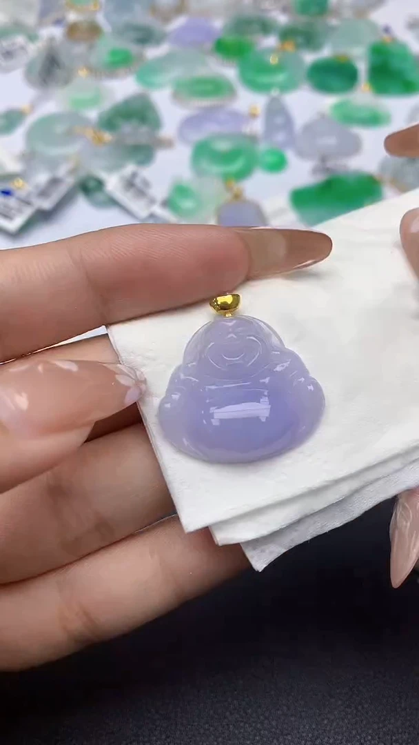 颈饰18K金镶嵌翡翠a货假一赔三支持复检百元上9元证书费自理