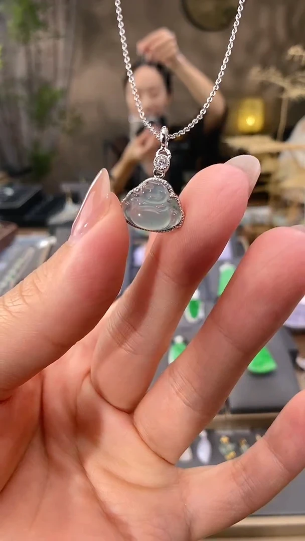 吊坠(赠链)银S925镶嵌翡翠佛公 多样性发其一