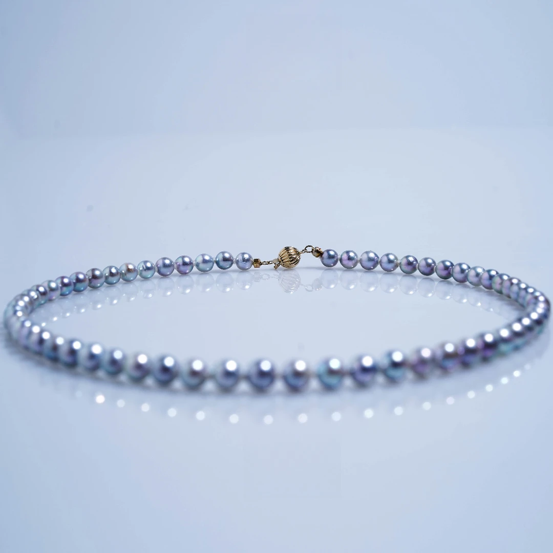 【玺润】白冰蓝炫彩Akoya真多麻7mm 珍珠项链 【天然珍珠多样性发货】