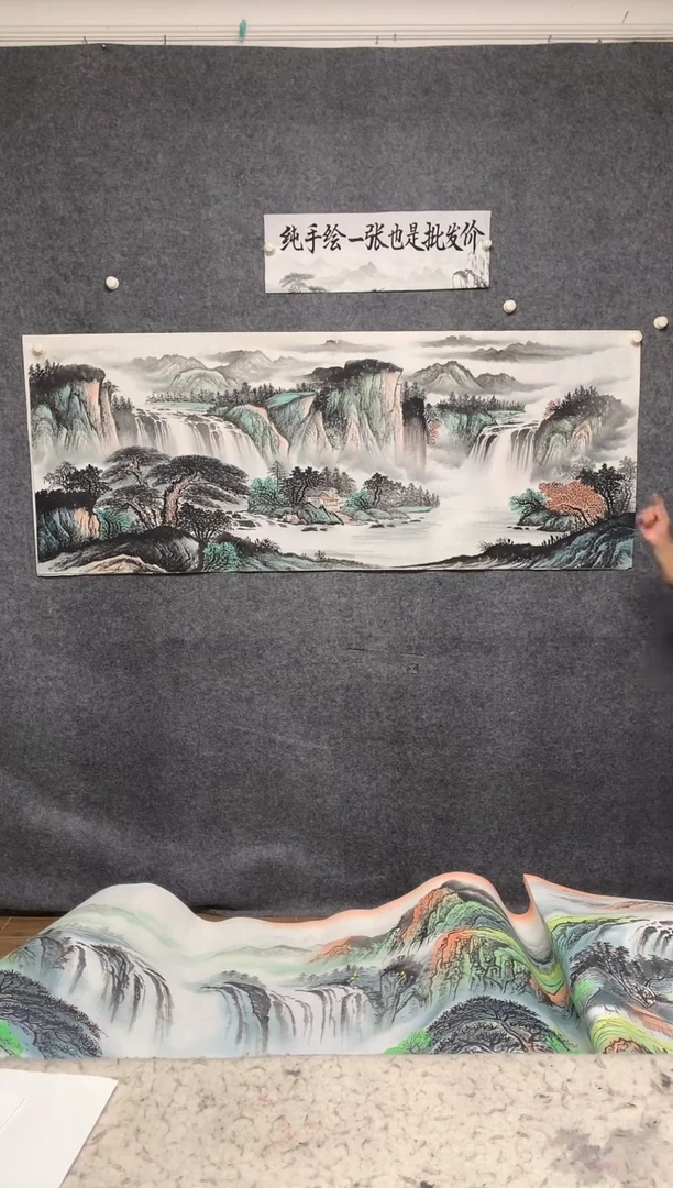 国画李长田纯手绘画作尺寸180*70