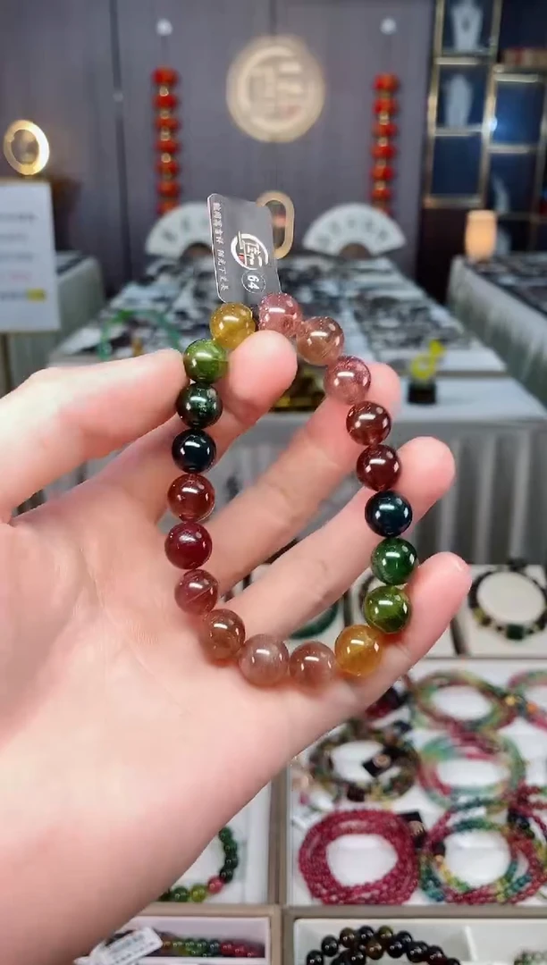 未镶嵌收藏级老矿碧玺单圈手串10mm+碧玺xion多样性发货一条