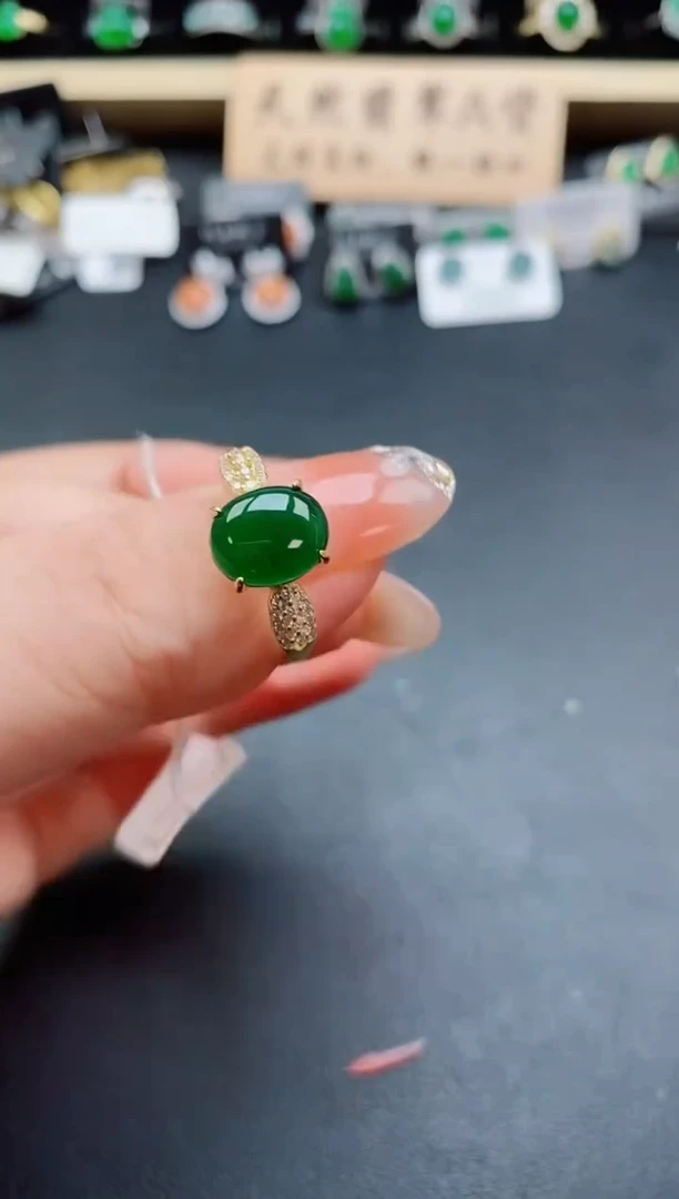 银S925镶嵌戒指翡翠1