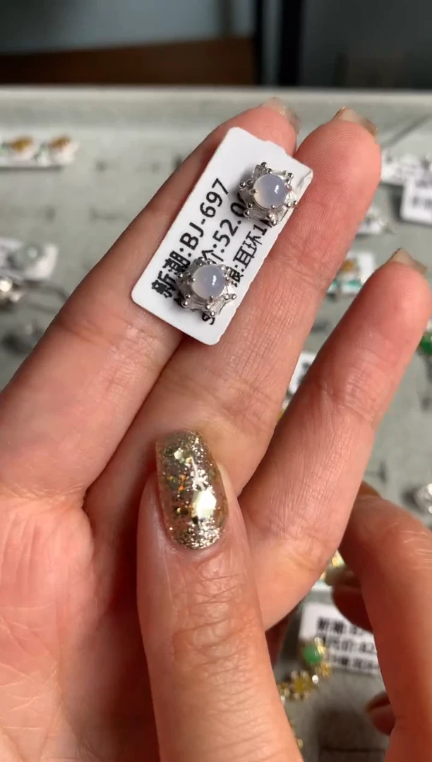 银S925镶嵌戒指翡翠耳饰