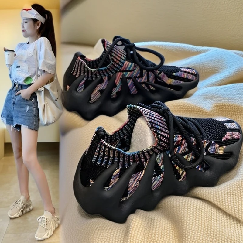 新款运动鞋女老爹休闲子爆款轻便科防滑八爪鱼底椰子夏季透气网面