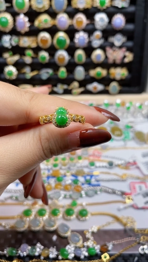 银S925镶嵌戒指翡翠慎**宽7842