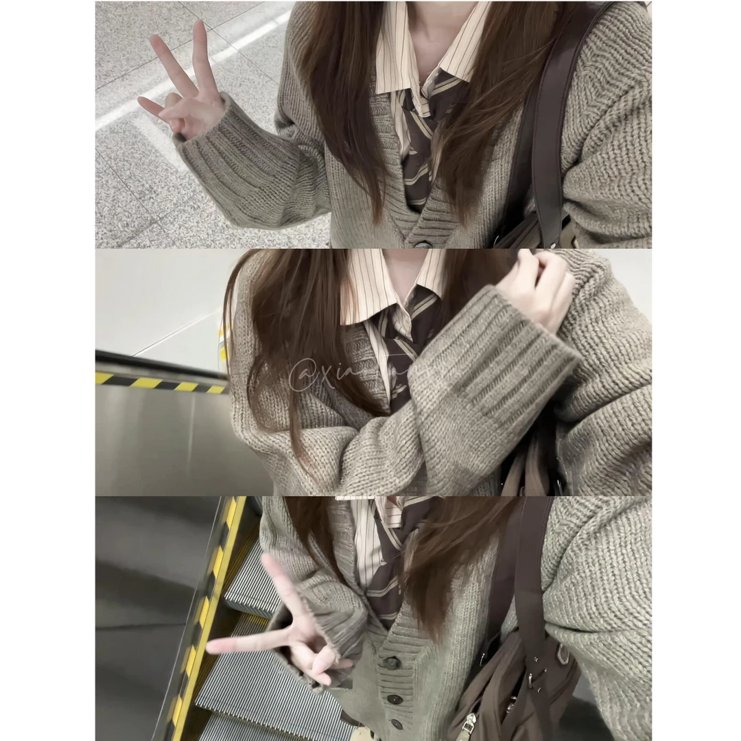 MARIE.COCO韩系学院风毛衣外套百褶裙女秋冬新款小个子JK制服穿搭