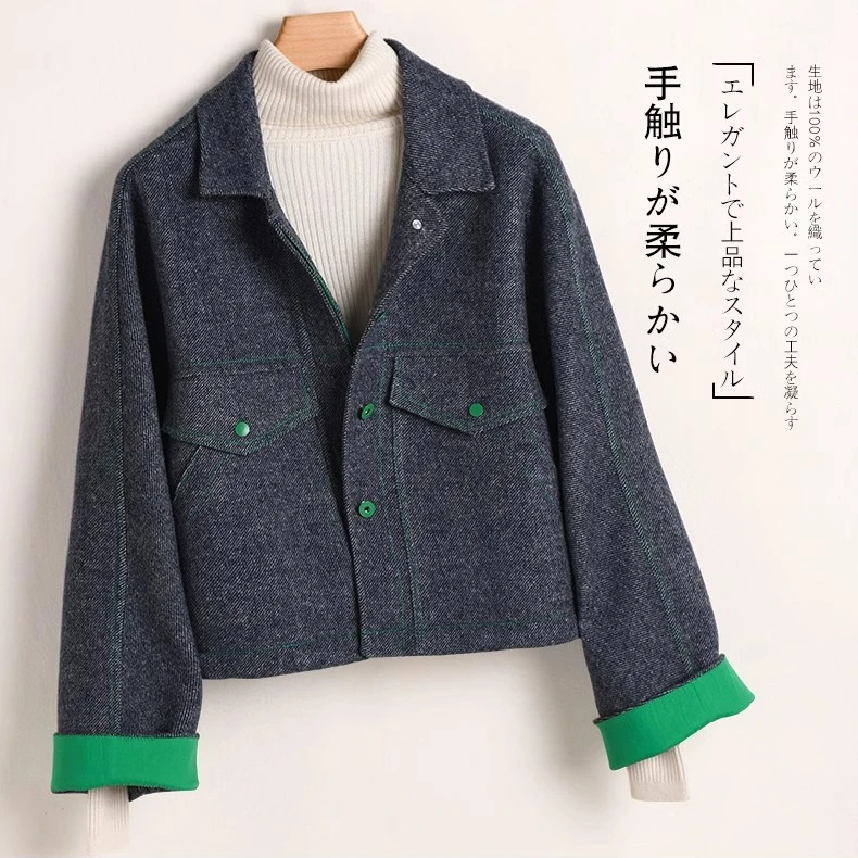 常规短款翻领常规袖女短外套牛仔秋季复古上衣小香风气质