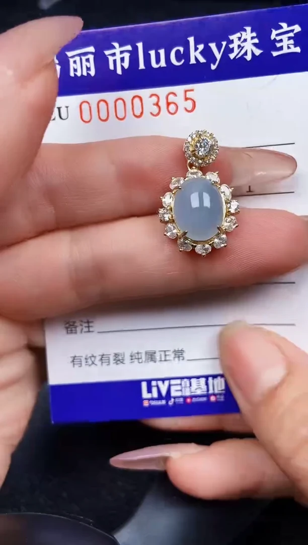翡翠银S925镶嵌颈饰0365