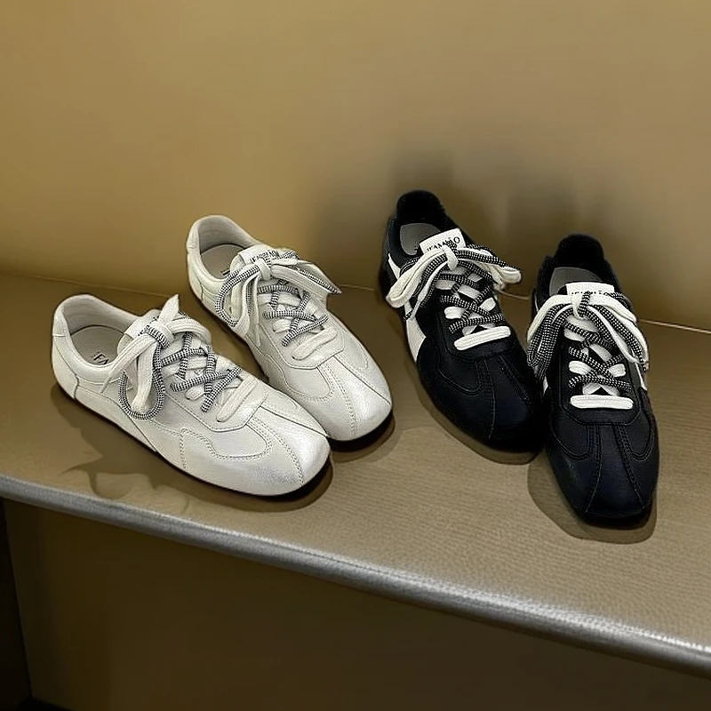 美式 | 擦色液态银轻质透气方头平底阿甘鞋复古小众设计德训鞋潮