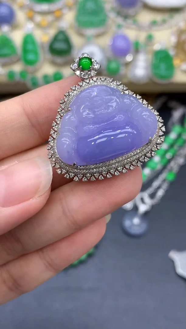 颈饰18K金镶嵌翡翠475-中国好珍宝