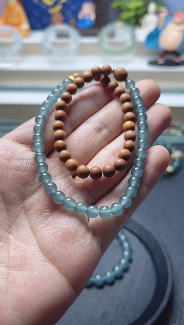 未镶嵌手串翡翠天然危地马拉翡翠A货手串卡5.8左右