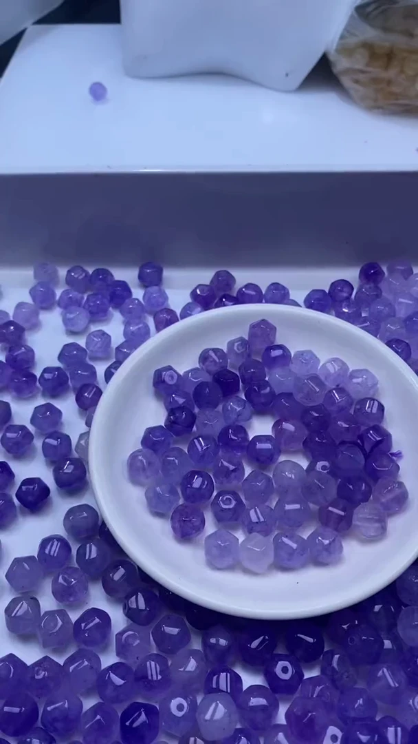 颈饰未镶嵌水晶w3042紫碧*玺南瓜珠10mm*6颗