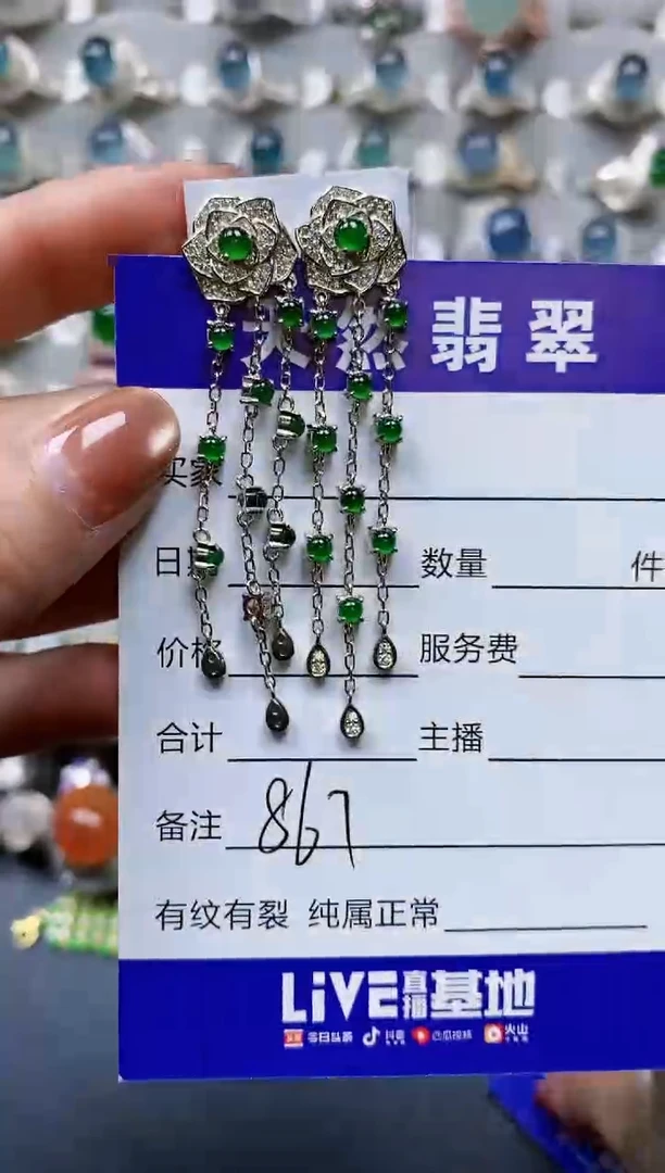 【闪购商品】翡翠耳饰银S925镶嵌0867
