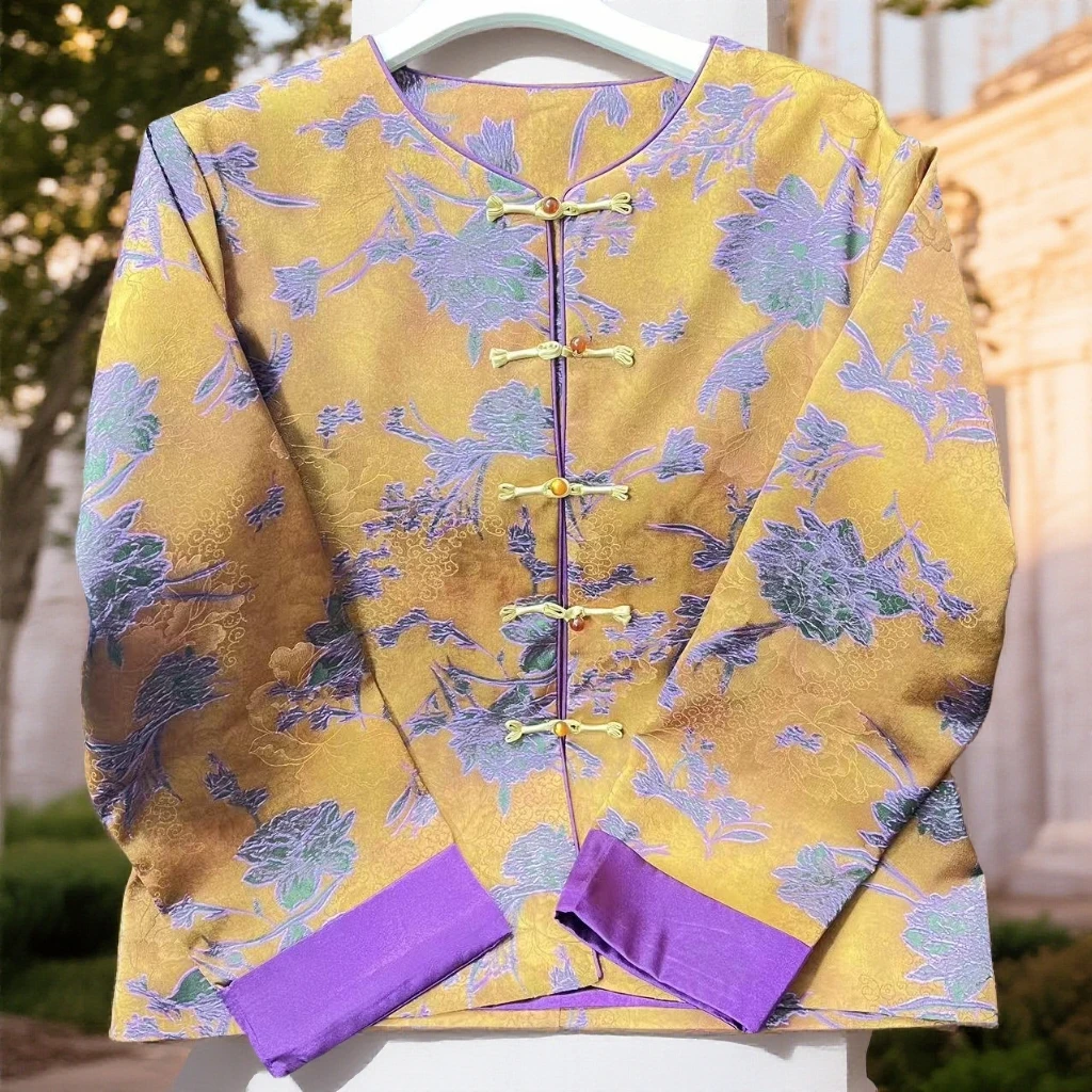 《油丝老料提花》新中式国风提花缎高端大气上档次正肩袖外套A30