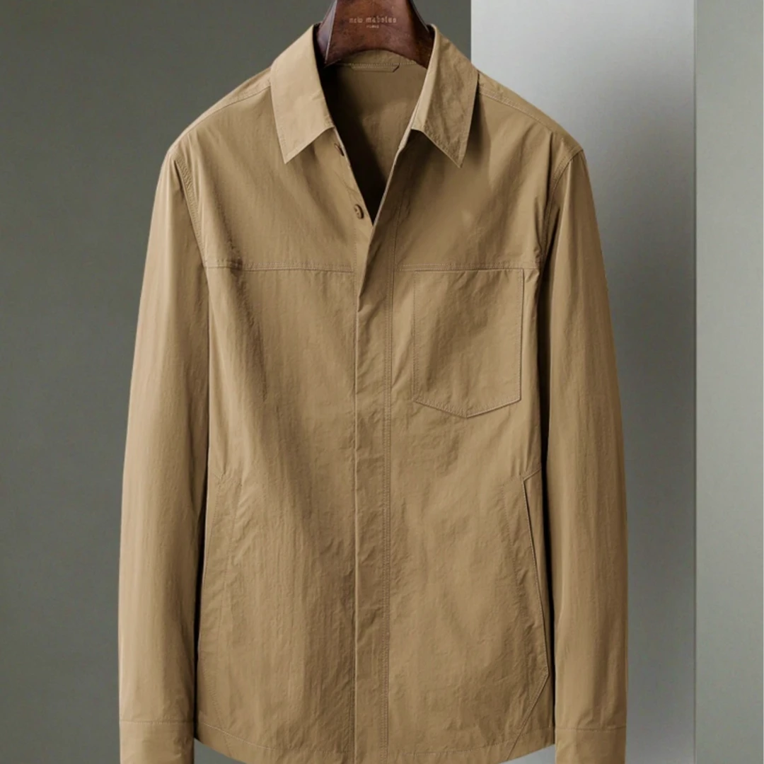 3009款 春季薄款休闲外套商务休闲夹克修身男士纯色翻领上衣外套