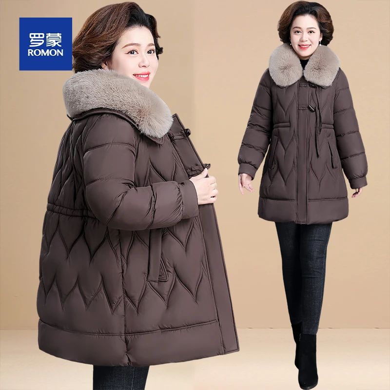 中老年女装妈妈冬装外套羽绒棉服中长款阔太太秋冬棉袄洋气棉衣女