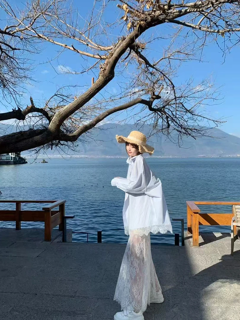 CallmeEar// 【原创冰岛慕斯】宽松蕾丝衬衫/长款蕾丝半身裙