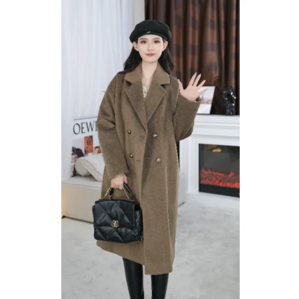 HSTYLE/韩都衣舍【内里100羊毛】休闲时尚百搭中长款大衣25160韩版