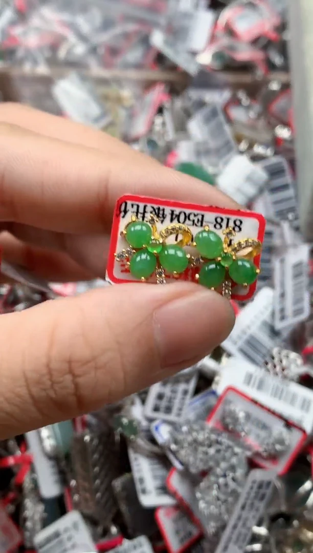 银S925镶嵌戒指翡翠天然A货缅甸翡翠