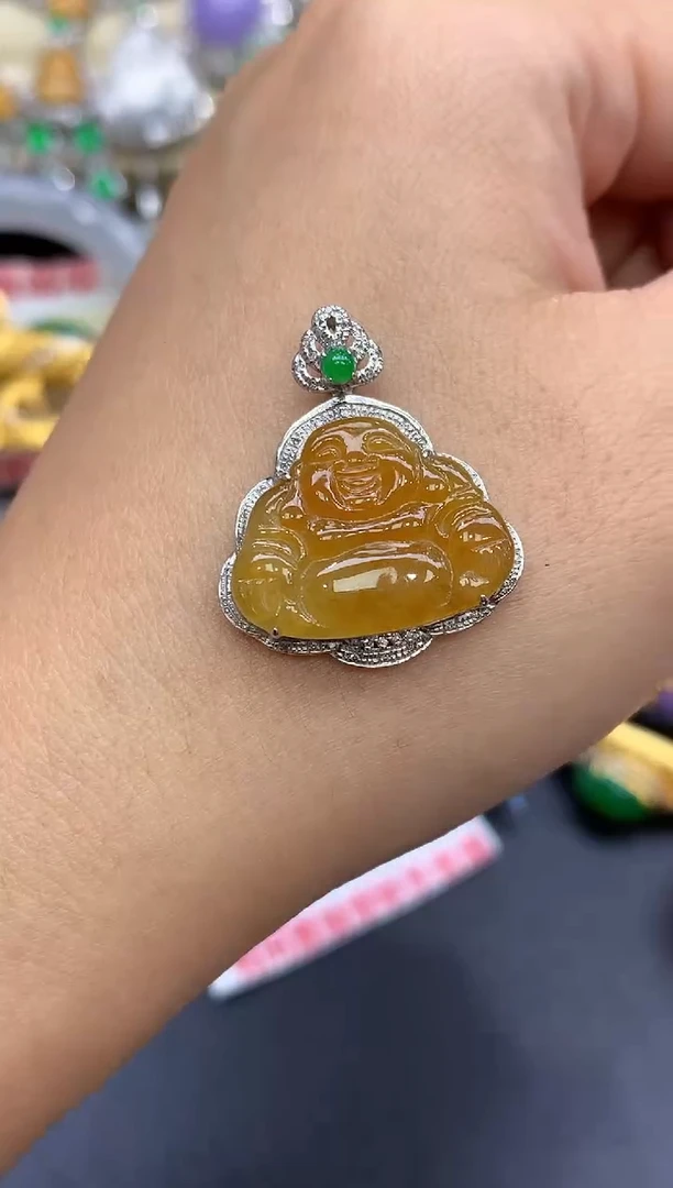 颈饰18K金镶嵌翡翠387-中国好珍宝