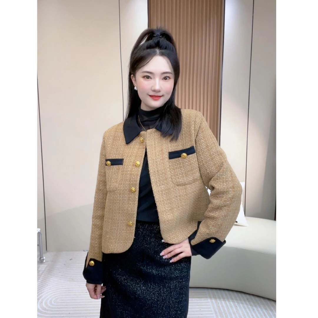 2025春季新款法式韩版高级气质小个子粗花呢上衣小香风显瘦外套
