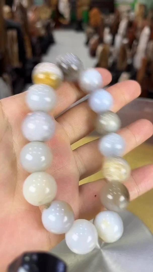 未镶嵌珠宝奇石硅化玉缅甸天然树化玉手串