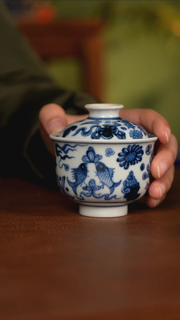 【闪购商品】杯如意堂熊窑 杂宝纹盖碗