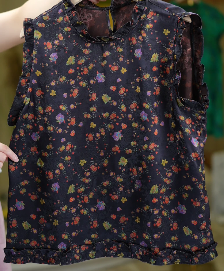 花铃<<非遗美学>>1345夏季新款无袖花边背心