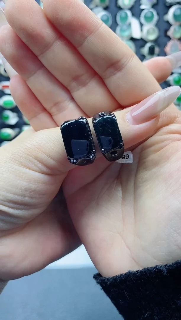【闪购商品】翡翠戒指银S925镶嵌天然翡翠男戒